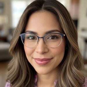 Nine West NW1084 Navy Blue & Silver Cat-Eye Eyeglass Frames (EUC)